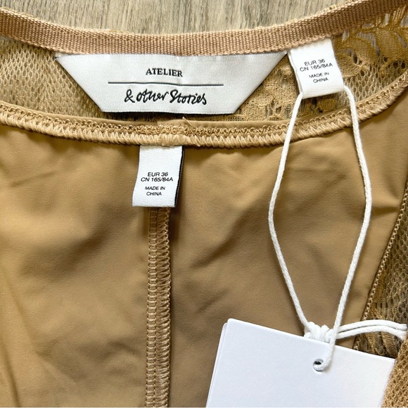 & Other Stories lace maxi dress with bodysuit in beige - Picture 9 of 15